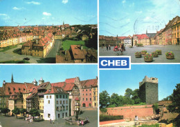 CHEB, MULTIPLE VIEWS, ARCHITECTURE, FOUNTAIN, TOWER, CZECH REPUBLIC, POSTCARD - Czech Republic