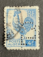 ALGERIE C N° 222a Coq Gaulois 1944 C.L. 7 Indice 3 Perforé Perforés Perfins Perfin !! - Oblitérés