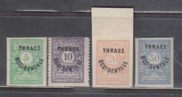 Thrace 1920 - Porto, Marken Mit Aufdruck "Thrace Occidentale", Mi-nr. Porto 4, 5A, 6, 7, MNH - Thracië