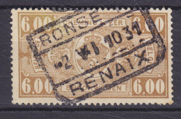 Belgium 1927/31 Mi. 162, 6.00 Fr. Chemin De Fer Spoorwegen Deluxe Boxed RONSE Renaix Cancel !! - Usati