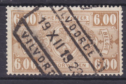 Belgium 1927/31 Mi. 162, 6.00 Fr. Chemin De Fer Spoorwegen Deluxe Boxed VILVORDE Vilvorde Cancel !! - Usati