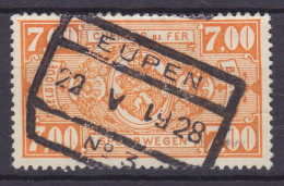 Belgium 1927/31 Mi. 163, 7.00 Fr. Chemin De Fer Spoorwegen Deluxe Boxed EUPEN Cancel !! - Gebraucht