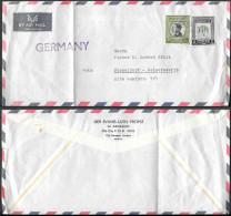 Jordan Amman Cover To Germany 1960s. 45F Rate - Jordan