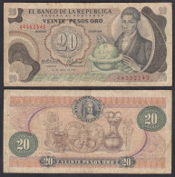 KOLUMBIEN - COLOMBIA 20 Pesos Oro 1973 Pick 409a F (4)  (28480 - Other - America