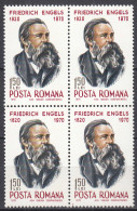 Rumänien-Romania 1970 Mi. 2867 ** MNH Friedrich Engels Block Of 4   (65404 - Sonstige & Ohne Zuordnung