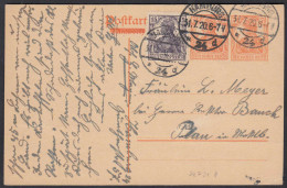 DR Ganzsache Privatzudruck Postkarte PZP21 A M.Zusatzfrankatur 1920 RAR   (28772 - Sonstige & Ohne Zuordnung