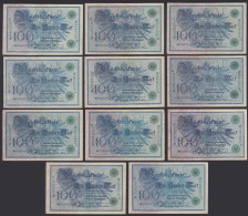 11 Stück á 100 Mark 1908  Ro 34 Pick 34 Verschiedene Unterdruck Buchstaben - Altri & Non Classificati