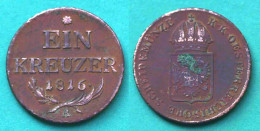 Österreich - Austria 1 Kreuzer Münze 1816 Kaiserreich Haus Habsburg  (22884 - Oostenrijk