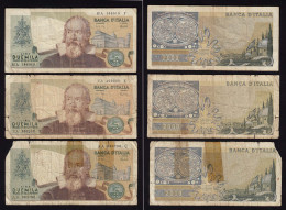 Italien - Italy 3 Stück á 2000 Lire Banknote 1973 Pick 103 - Stark Gebraucht - Autres & Non Classés