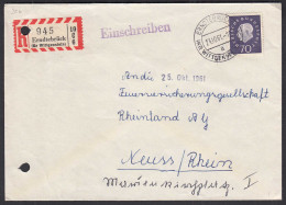 BRD BUNDESREPUBLIK Bund Mi. 306 Einzelfrankatur R-Brief 70 Pfennig Heuss  (32667 - Autres & Non Classés