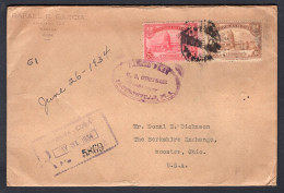 CUBA 1934 Registered Cover To USA. Customs Stamp At Jacksonville Florida (p96) - Brieven En Documenten