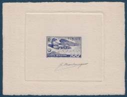 TUNISIE épreuve D'artiste Poste Aérienne N°14 100f AIGLE EAGLE BIRD En Bleu Outremer Signée Du GRAVEUR BARLANGUE TTB - Poste Aérienne