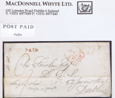 Ireland Roscommon 1828 Cover To Dublin Paid "9" With Unframed POST PAID Of Boyle And Matching BOYLE/85 Mileage - Préphilatélie