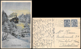 Belgium Christmas Greetings Old Postcard 1939 Mailed. Train Railway - Other & Unclassified