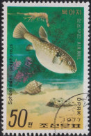 1977 Korea (Nord-) ⵙ Mi:KP 1672, Sn:KP 1622, Yt:KP PA4, Sg:KP 1651, Puffer Fish (Sphoeroides Porphyreus) - Korea (Noord)