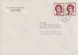 Motiv Brief  "Hefti, Tuchfabrik, Hätzingen"        1955 - Brieven En Documenten
