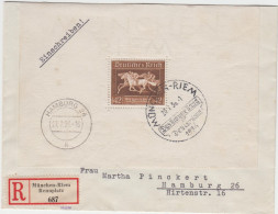 5/2  DR Dt. Reich 1936 Braunes Band Mi.-Nr. Block 4 X Mit So.-O Auf R-Brief Nach HAMBURG - Covers & Documents