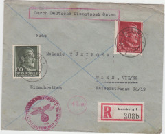 6/2  DR Einschreiben Umschlag RECO LEBERG 1944 Mi#78/84 NACH WIEN - Covers & Documents