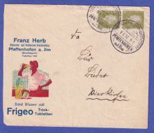Dt. Reich 1932 Ebert Mi.-Nr. 465 Senkr. Paar Brief Fa. Franz Herb O PFAFFENHOFEN - Cartas & Documentos