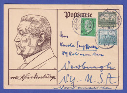 Dt. Reich 1933 Mi.-Nr. 411, 474 Als ZF Auf Ganzsache In Die USA Ab Hoechtadt A. - Covers & Documents