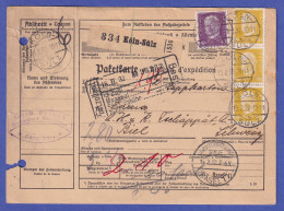 Dt. Reich 1932 Hindenburg Mi.-Nr. 418 Und 437 In MiF Auf Paketkarte O KÖLN-SÜLZ - Brieven En Documenten