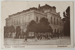 ROMANIA 1917 FOCSANI - THE COMMUNITY PALACE, BUILDING, ARCHITECTURE, PEOPLE, BICYCLIST - Romania