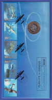 Großbritannien Coin-FDC 1997 Flights Of Genius Mi-Nr.1696-1700 Und 2-Pfund-Münze - Autres & Non Classés
