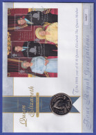 Großbritannien Coin-FDC 2000 Queen Mum Mi.-Nr. Block 9 Und 5-Pfund-Münze - Other & Unclassified