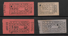 Portugal STCP Tram Et Autocar Porto 4 Billet 1948 - 1969 Oporto 4 Tram And Bus Old Tickets - Europa