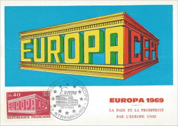 A42 185 France Carte Europa 1969 PPJ FDC - Sonstige & Ohne Zuordnung