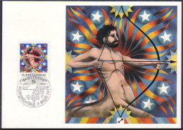 A42 150 Liechtenstein Arc Archer Bow String Archery Sagittaire Sagittarius 1978 FDC Postcard - Fechten