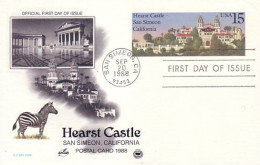 A42 128 USA Postcard Hearst Castle San Simeon Zebre Zebra FDC - Kastelen