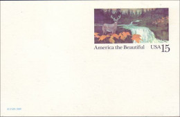 A42 111 USA Postcard Deer And Waterfall Cerf Chevreuil Et Chute D'eau - Other & Unclassified