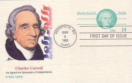 A42 79 USA Postcard Charles Carroll Patriot 14c FDC - Militaria