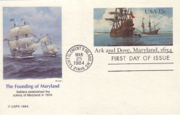 A42 71 USA Postcard Ark And Dove Maryland 1634 FDC - Ships