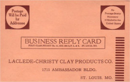 A42 49 USA Business Reply Card Clay Rock Company Argile - Mineralien