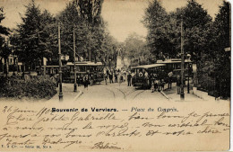 Souvenir De Verviers Place Du Congrès Avec Une Multitude De Tramways Circulée En 1902 - Verviers