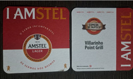 AMSTEL BRAZIL BREWERY  BEER  MATS - COASTERS # Bar VILARINHO POINT GRILL Front And Verse - Beer Mats