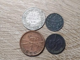 Denmark Set 4 Coins 16+4+1+1/2 Skilling 1852-1856 Frederik VII - Dinamarca