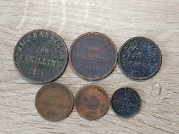 Denmark Set 6 Coins 16+12+6+4+3+2 Skilling 1813-1815 - Danimarca