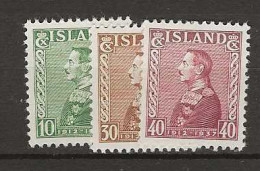 1937 MNH Iceland Mi 187-89 Postfris** - Nuevos