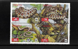 Ukraine 2002 MNH WWF Fauna - Snakes Sg 435/8 - Ukraine