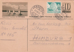 PK 182  "Segelschule Thunersee Hilterfingen"  Ueberstorf - Hamburg        1956 - Postwaardestukken