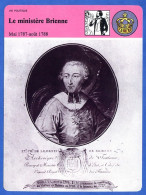 Le Ministère Brienne 1787 1788 Histoire De France  Vie Politique Fiche Illustrée - Storia