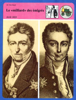 Le Milliard Des émigrés Avril 1825 Histoire De France  Vie Politique Fiche Illustrée - Storia