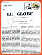 Le Globe 1824  Journal Litteraire  Histoire De France  Vie Quotidienne Fiche Illustrée - Historia