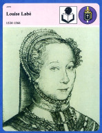 Louise Labé 1524 1566  Histoire De France  Arts Fiche Illustrée - Geschichte