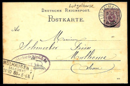 ENTIER POSTAL DE LUTZELHAUSEN - LUTZELHOUSE - 1888 - POUR MULHOUSE - Briefe U. Dokumente