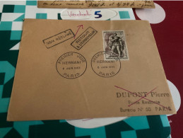 Lettre Cachet Premier Jour 1953 Hernani En Poste Restante Non Réclamé Retour - Commemorative Postmarks