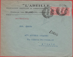 ITALIA - Storia Postale Regno - 1930 - 2x 75c Floreale - Raccomandata - L'Abeille Assicurazioni - Viaggiata Da Milano Pe - Marcophilia